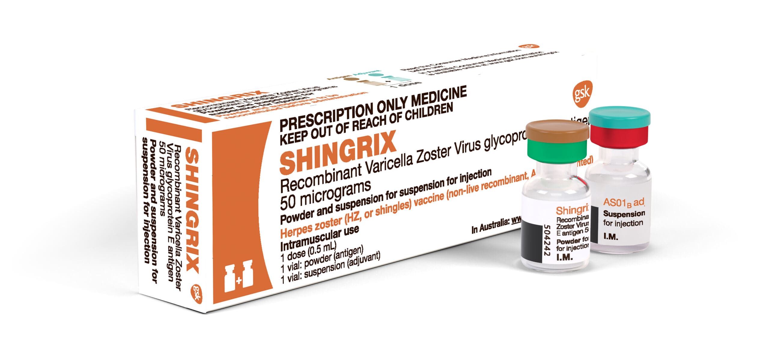 Shingrix Australia Vaccination Packaging with Vials