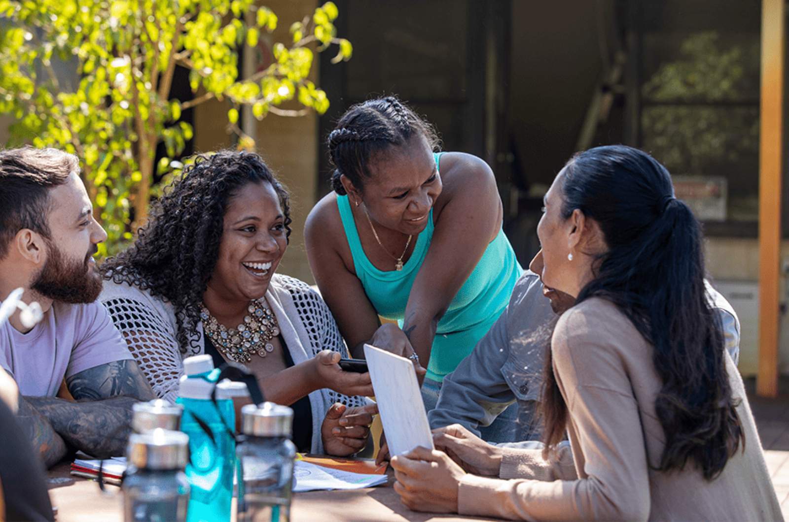 Group of healthy indigenous - Aboriginal and Torres Strait Islander Peoples. Indigenous Health Assessment available at Narangba Station Medical Centre.